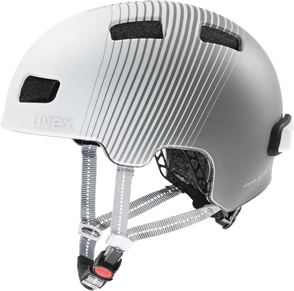 LPNHE918744871 - uvex city 4 Women's Edition - lekki kask miejski dla kobiet - z lampką LED - indywidualne dopasowanie rozmiaru - biało-szary mat - 55-58 cm - A816