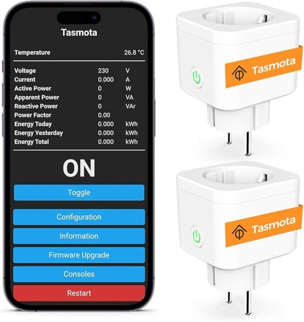 LPNHK358669590 - Smart Plug Reshoss Tasmota z miernikiem mocy, inteligentne gniazdo Wi -Fi do pomiaru zużycia energii, wytwarzanie energii, ESP8266, kompatybilne z Google Home Assistant, IIOBRAKER, 16A, 2,4 GHz - A389