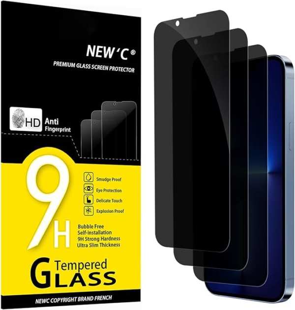 LPNHE925307547 - Nowy pakiet 3 sztuk, szyba ochronna zabezpiecza szkło do iPhone 13 Pro Max / iPhone 14 Plus (6,7 cala), zrównoważony kąt ochrony w 35 stopniach z ochroną oczu, ultra wytrzymała twardość 9H, bez pęcherzyków powietrza. - C720