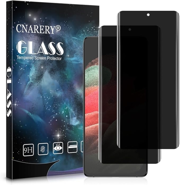 LPNHE925485627 - Tasma 2szt do Samsung Galaxy S21 Ultra Prywatność ochrony ekranu, 9H Hart Privacy Panzer Glass Film, 3D zakrzywione, odporne na zarysowania, Anty-pęcherzyki, Anty-szpieg folia ochronna (6,8 cala) - C875