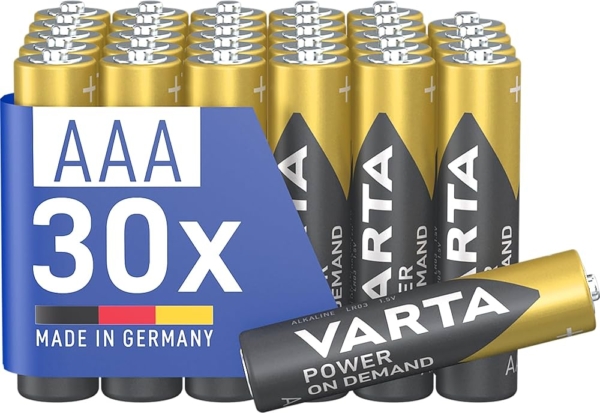 LPNHE754847757 - Baterie VARTA AAA, 30 sztuk, Power on Demand, alkaliczne, 1,5V, opakowanie zapasowe, inteligentne, elastyczne, wydajne, idealne do komputerowych akcesoriów, urządzeń Smart Home, Made in Germany - B291