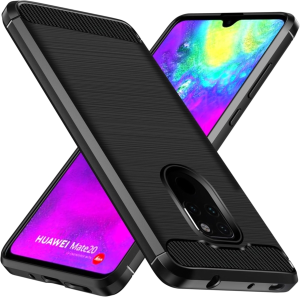 LPNHE897772716 - ivoler Etui z silikonem na Huawei Mate 20, [militarna ochrona] Wstrząsoodporna obudowa na telefon komórkowy, cienka, miękka, elastyczna pokrywa TPU odporna na zarysowania, anty-odbicie odcisku palca, czarna - B574