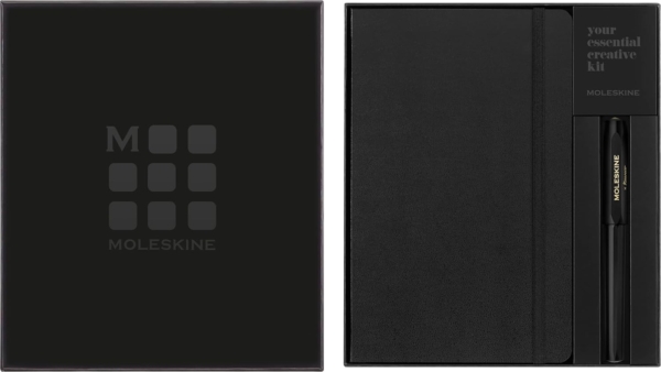 LPNHE915715499 - Moleskine x Kaweco - Klasyczne notesy z twardą oprawą i ponownie napełniany pióro z ABS, miernik do napełniania 0,7 mm z czarnym atramentem w zestawie, kolor czarny - C629