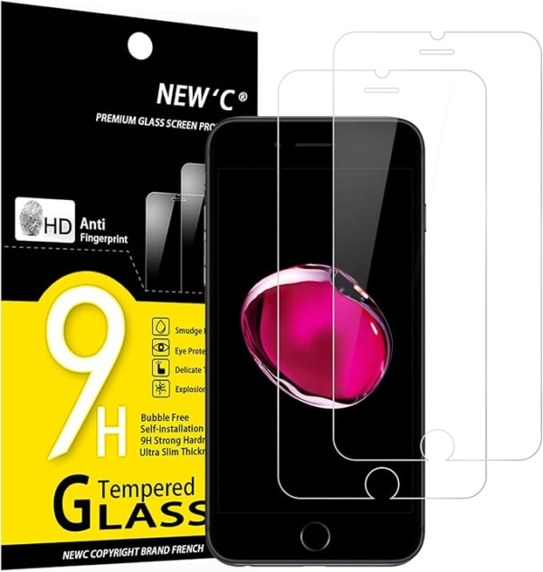 LPNHK378495642 - NEW'C 2 sztuki, Szkło ochronne dla iPhone 7 i iPhone 8, Bez rys, Twardość 9H, Folia ochronna HD, Ultra-cienka 0,33 mm, Ultrawytrzymała - C973