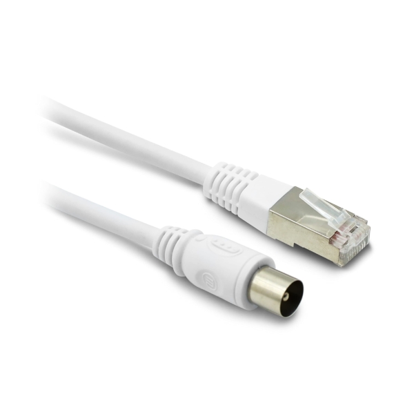 LPNHE920092822 - Metronic Kabel RJ45 / TV Koaxial 9,52 mm płci męskiej do męskiej 2 m - 395285, kompatybilny z telewizorem, CAT 6A Męsko-męsko prosto - C966