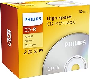 LPNWE279558273 - Philips CR7D5NJ10/00 10 CD-R Pudełko kryształowe 52x 80 min 700 Mo - C533