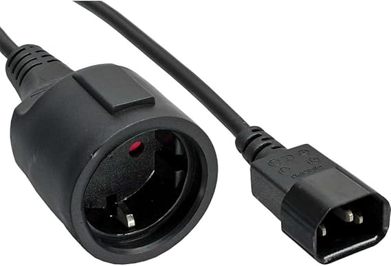 LPNHE908648991 - Kabel adapter sieciowy, InLine®, z gniazdem C14 na gniazdko Schuko, 1m (1 sztuka) - B732