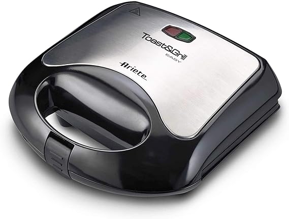 LPNHE900846349 - Ariete 1980 Płyta do kanapek - Toast & Grill Easy - Grilo elektryczny z pokrywką - Urządzenie do kanapek - Hot dog - Hamburger - D18