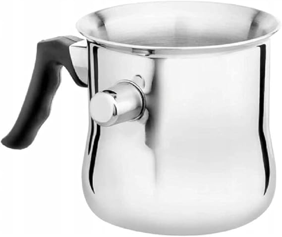 LPNHK355439074 - Garnek do mleka Galicja Milchtopf Ricky z fajką - mały garnek - garnek do gotowania mleka bez przypalenia - garnek do kaszy - garnek do mleka ze stali nierdzewnej - mały garnek - garnki do mleka - garnek na wolnym ogniu do mleka - 1l, srebrny - A414