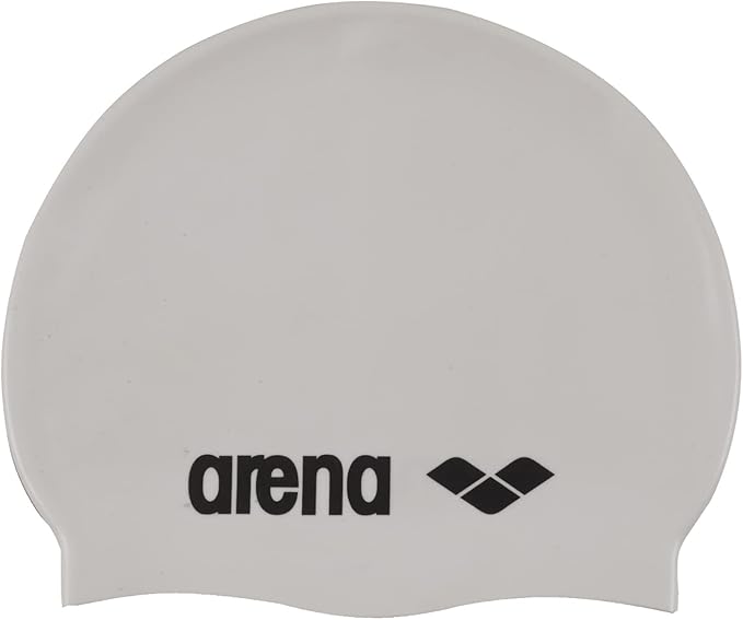 LPNHE918483365 - ARENA Unisex - Classic Silicone Swim Cap for Adults, White-Black (15), One Size EU - A272
