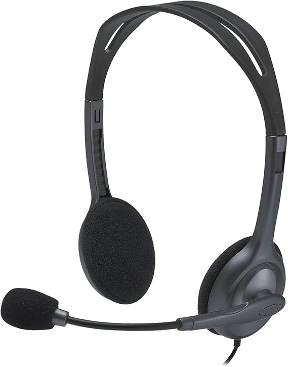 LPNHE895597893 - Logitech H111 Wired Headphones for Computer, Stereo with Microphone, Noise Cancellation, 3.5mm Audio Jack, PC/Mac/Laptop/Smartphone/Tablet, Black - C172