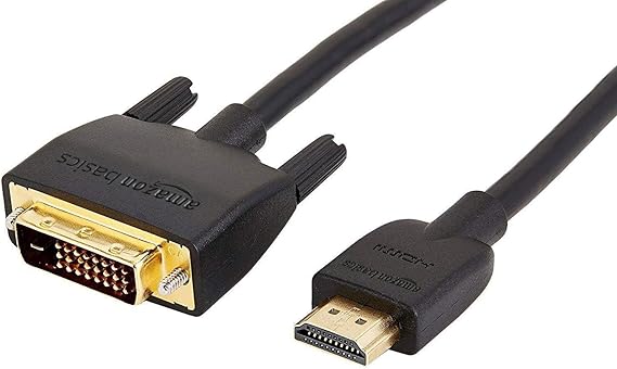 LPNHE912710936 - Amazon Basics - Kabel adapter HDMI-A do DVI do telewizora, dwukierunkowy, 1080P, pozłacany, 1,8 m, 1 sztuka, czarny. - C546