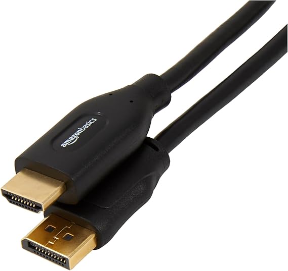 LPNHE913208008 - Kabel Amazon Basics DisplayPort (Źródło) do HDMI (Wyświetlacz), jednokierunkowe, 4K przy 30 Hz, 1920 x 1200, 1080 P, złote złącza, 1,8 m, Czarny - C687