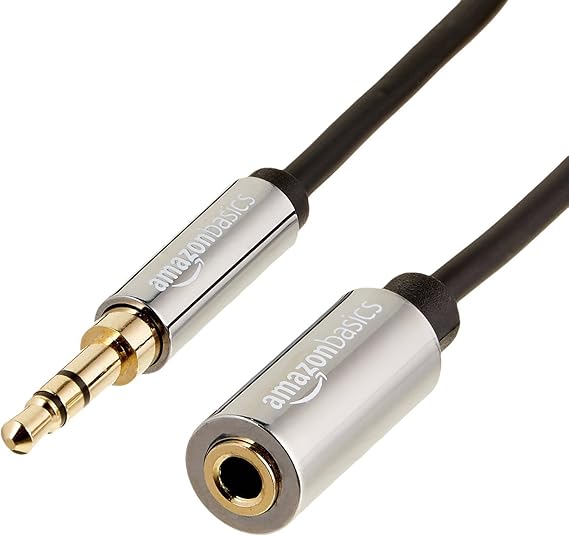 LPNHE896268541 - Amazon Basics - Kabel do przedłużenia audio stereo AUX, mężczyzna do kobiety, 3,5 mm, 1,8 m, czarny. - B713