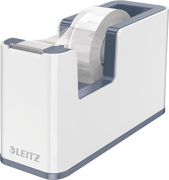 LPNHE917139764 - Leitz Klebeband-Tischabroller, stabilne stojak, uchwyt do taśmy klejącej z taśmą klejącą, biało/szary, Duo Colour, WOW, 53641001 - C489