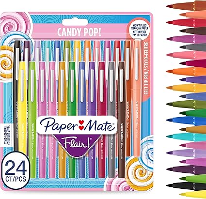 LPNHE908553402 - PAPER MATE Flair Candy POP Kolorowe markery - średnia końcówka (0,7 mm) - zestaw kolorów - 24 sztuki - C811
