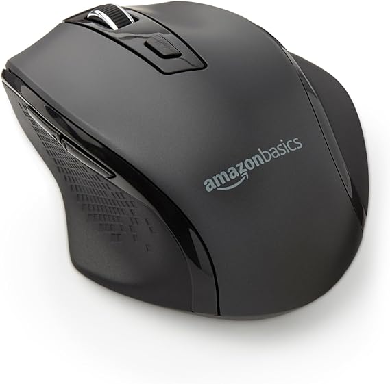 LPNHE921106618 - Amazon Basics Mysz bezprzewodowa ergonomiczna - Regulowana rozdzielczość DPI - Czarny - A439