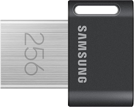 LPNRP029951461 - Samsung FIT Plus USB-Stick Typ-A, 256 GB, 400 MB/s Odczyt, 110 MB/s Zapis, kompaktowy przenośny dysk USB 3.1 z pierścionkiem kluczykowym, Szary, MUF-256AB/APC - B570