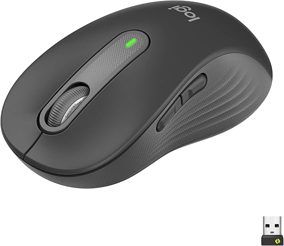 LPNHE924679574 - Logitech Signature M650 L Kabellose Maus - dla dużych dłoni, ciche kliknięcia, programowalne przyciski boczne, Bluetooth, kompatybilność z wieloma urządzeniami - grafitowa. - B390