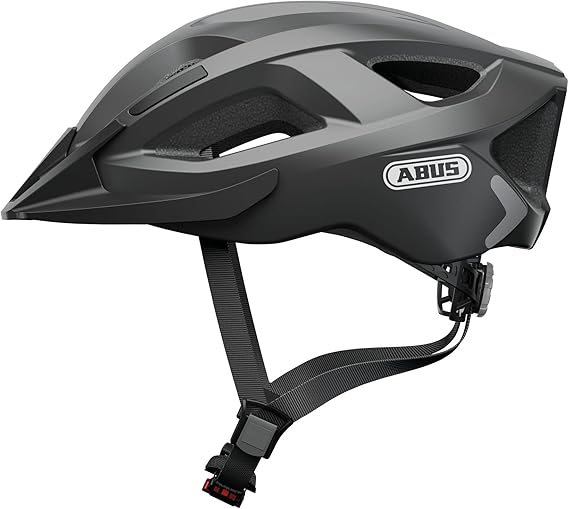 LPNHE905893298 - ABUS Kask miejski Aduro 2.0 - Wszechstronny kask rowerowy z oświetleniem - w sportowym designie na miejskie przejazdy - dla mężczyzn i kobiet - Tytan (szary), rozmiar L - A160