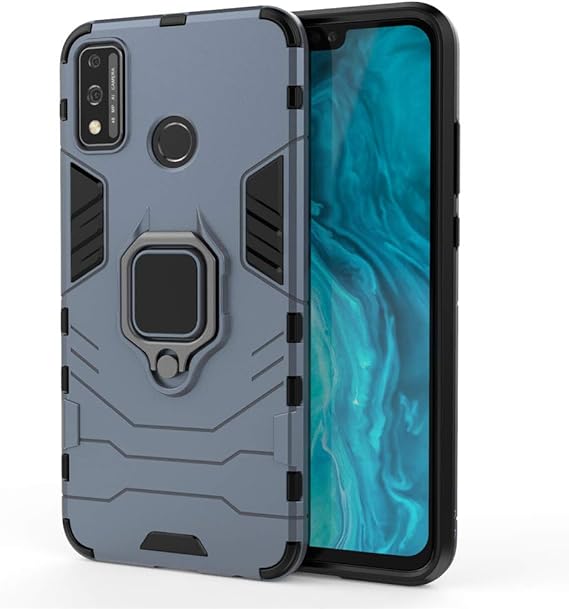 LPNHE924401823 - Pokrowiec CHcase do Huawei Honor 9X Lite, 360 stopni Obrotowy uchwyt na pierścień Ochronne Etui na Huawei Honor 9X Lite - Czarny Plus Szary - B938