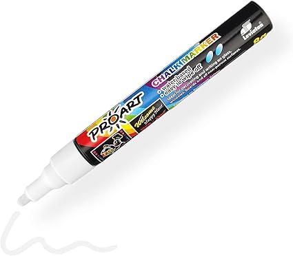 LPNHE912975526 - LEVIATAN - Marker kredowy | Kredki do rysowania na oknach | Płynny pisak kredowy | Pisak do tablicy, zmywalny | Pisak szklany | Okrągła końcówka 2-3mm biały, 1 sztuka (1 opakowanie) - A388