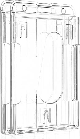 LPNHE913011827 - Uniclife Pokrowiec na identyfikator wertykalny na 2 karty z otworem na kciuk Wytrzymała przezroczysta osłona z twardego PC na identyfikatory szkolne, biurowe, karty kredytowe, karty, zestaw 2 - C549