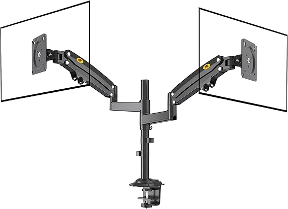 LPNHE844139007 - Ergosolid Solid Desk Swivel Support z gazowym sprężynowym do dwóch monitorów LCD LED 22-32 cale, VESA 75 mm i 100 mm do 2x12 kg - B664