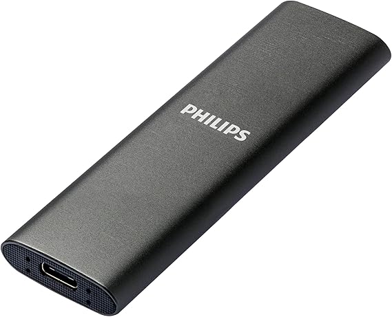 LPNHE922657668 - PHILIPS Przenośny dysk SSD zewnętrzny 500 GB - Ultra cienki, Ultra szybki interfejs SATA USB-C - USB, Prędkość odczytu do 540 MB/s, Prędkość zapisu do 540 MB/s, Aluminium - A248