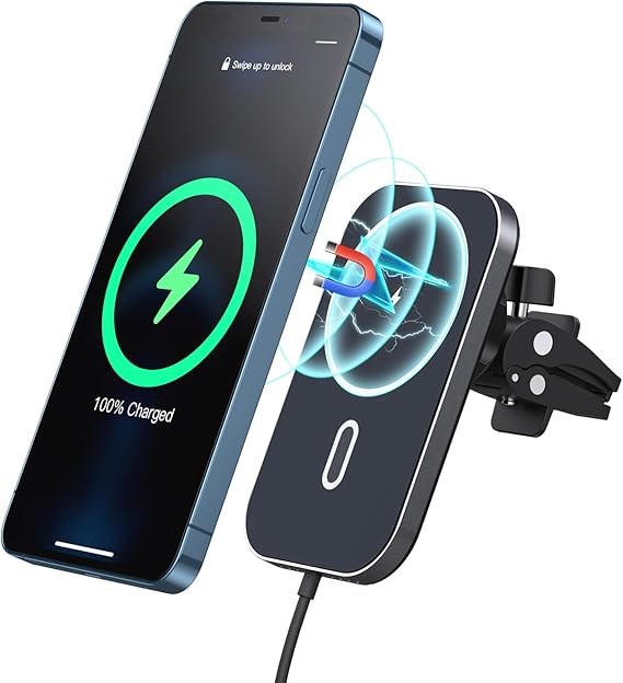 LPNHE923579800 - 15W ładowarka indukcyjna samochodowa szybkie ładowanie, bezprzewodowa ładowarka samochodowa 360-stopniowy obrót wsparcie telefonu samochodowego Kompatybilny z iPhone 16/15/14/13/12/Pro/Pro Max/Mini - C925