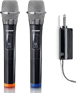LPNWE279313427 - Lenco MCW-020 Bezprzewodowy zestaw mikrofonowy - Bezprzewodowe mikrofony z odbiornikiem - Wtyk 6,5 mm - Zintegrowana bateria o pojemności 2000 mAh - Zasięg do 15 metrów - 863,5 MHz - Czarny MCW-020BK. - C161