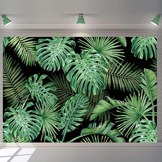LPNHE849536853 - Tropikalna dżungla tło palma monstera fotografia tło zielone zoo roślina liście zdjęcie tło lato Hawaje Luau impreza dekoracja artykuły na baby shower (20 x 15 m) - C8