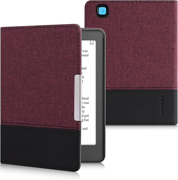 LPNHE896153939 - Okładka kwmobile kompatybilna z Kobo Aura Edition 2 - Pokrowiec na książki z tkaniny i skóry PU - Pokrowiec typu flip case do czytnika e-booków - C46