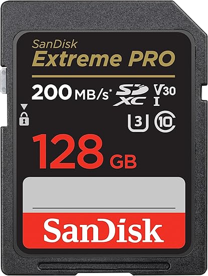 LPNHK370219892 - Karta pamięci SanDisk Extreme PRO SDXC UHS-I 128 GB (V30, prędkość transferu 200 MB/s, U3, filmy 4K UHD, technologia SanDisk QuickFlow, odporność na temperaturę) - C614