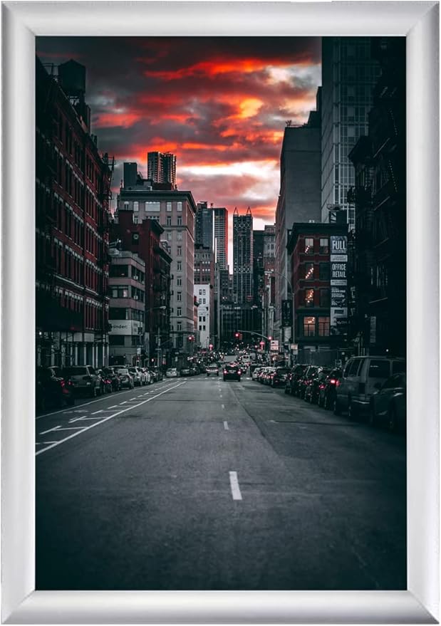 LPNHE926733369 - Albyco - Ramka - Do zdjęć - Do plakatów - Kolor: Aluminium - Format A4 - Do zdjęć lub innych plakatów lub obrazów - Rozmiar A4, 21 x 29,7 cm, 19mm - C377