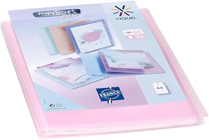 LPNHE921307816 - Viquel - Personalizowany folder do dokumentów - Oprawa w formacie A4 - Pokażnik 60 stron (30 kieszonek) Propysoft - Przeźroczyste i gładkie kieszenie - Przeźroczysty różowy - C400