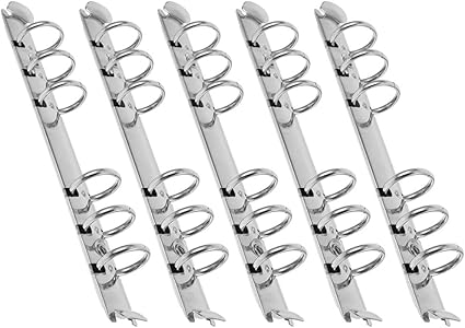 LPNHE920583389 - Mechanizm wiązania oprócz oprawy A6 5 A6 Zamiennik dla mechanizmów ringowych: 6-otworowy metalowy klips do luźnych kartek, pierścieni, zębów, grzebieni do organizatorów, segregatorów, planerów, albumów z notatnikami z mechanizmem ringowym - A782