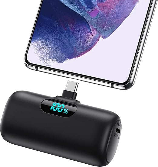 LPNHE925639148 - Feob Power Bank USB C 5000mAh, 15W PD 3.0A Szybka Ładowarka Powerbank Wąska Wyświetlacz LCD Zewnętrzny Akumulator Pack Kompatybilny z iPhone 15/15Pro/15 Plus Samsung S23, S22/Note/Huawei/LG, Telefony USB-C itp. - C793