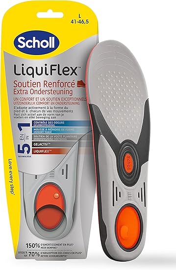 LPNHE905156605 - Scholl Semelles LiquiFlex Soutien Renforcé - Buty Mezczyzni Rozmiar od 41 do 46.5 - Pianka Memory i Podparcie Podbicia - 1 para - C162