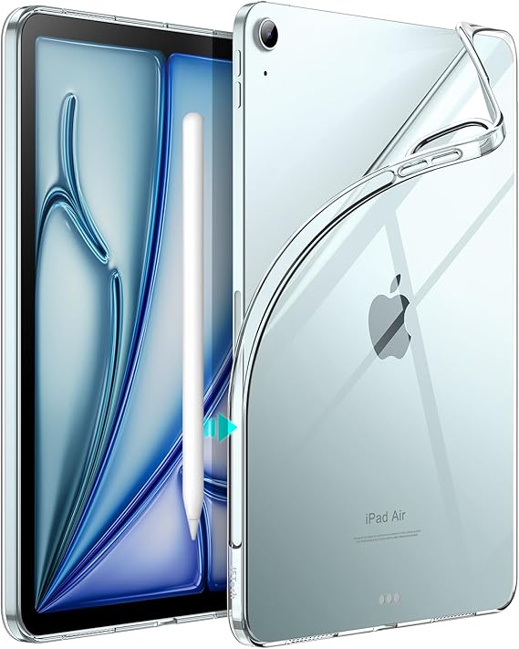 LPNHE919769366 - Pokrowiec JETech na iPad Air 11 cali M2 (2024), iPad Air 5/4 (10,9 cala, Model 2022/2020, 5. / 4. generacji), Przeźroczyste etui na tablet z TPU, Wsparcie dla ładowania Pencil Pro/2 (Przeźroczysty) - A88