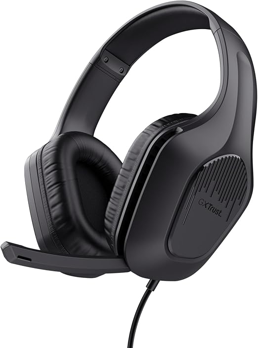 LPNHE896353684 - Zaufanie do Gaming GXT 415 Zirox lekkie słuchawki do gier z 50 mm sterownikami dla PC, Xbox, PS4, PS5, Switch, Mobile, Jack Audio 3.5 mm, kabel 2m, słuchawki z mikrofonem Over-Ear - Czarne - C885