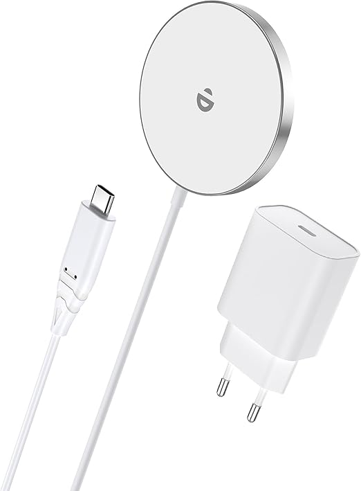 LPNHK371367797 - Ładowarka MagSafe z adapterem USB-C, Szybka podkładka ładowania bezprzewodowego do iPhone'ów z serii 15/14/13/12 oraz AirPods Ultra Slim ładowanie indukcyjne bezprzewodowe - C882