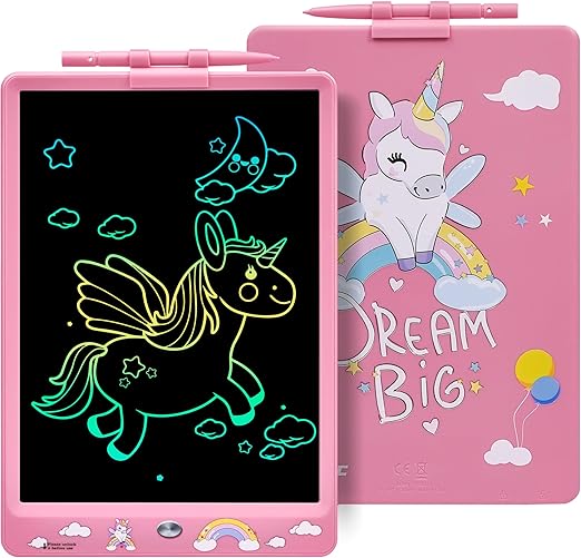 LPNHE926229489 - DYNASONIC (DYNA-PM Licorne) Tablet do pisania dla dzieci 10 cali, Tablet do rysowania LCD Tablica biała magnetyczna Zabawka Dinozaur dla dzieci Prezent 2 3 4 5 6 7 8 lat - A177