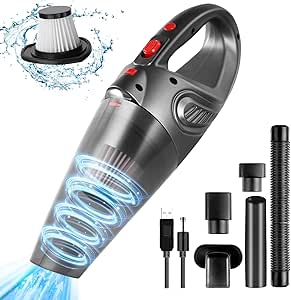 LPNHE906439633 - URAQT Akku Handstaubsauger, 4 in 1 Handstaubsauger 8500 PA mit LED Licht Leichter Kabellos Handstaubsauger 120W Autostaubsauger Laden mit USB mit Waschbarer Filter Starke Saugkraft für Haus Büro Auto - C991