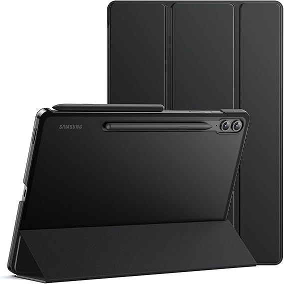LPNHE926889512 - Etui JETech do Samsung Galaxy Tab S9 FE+ / S9 FE Plus 12,4 cala, cienka przejrzysta plecki składana etui na tablet z podstawką, obsługa ładowania S Pen (czarny) - C877