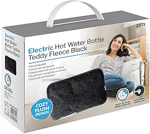 LPNHK365105254 - Elektryczny akumulator gorąca butelka pluszowy pluszowy ocieplacz z tkaniny Powatron masująca podkładka cieplna ogrzewacz do rąk ulga w bólu przytulny czarny - C254
