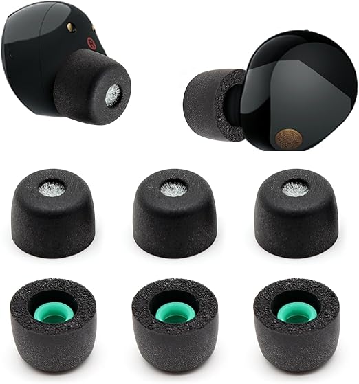 LPNHE904455160 - Pianki z pianką pamięciową do Sony WF-1000XM5, wkładki z pianki do uszu zastępujące wkładki Sony Ear Piece Foam Tips do WF-1000XM5, pasują do etui ładowania (Matowa powierzchnia, 3 pary, M) - C242
