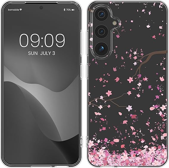 LPNHE922206799 - kwmobile pokrowiec kompatybilny z Samsung Galaxy A54 5G - etui silikonowe transparentne o kwiaty wiśni różowo-brązowe transparentne. - B698