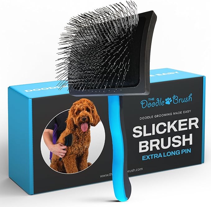 LPNHE915685779 - The Doodle Brush - Szczotka z metalowymi igłami dla psów, Szczotka dla pudli, Cockapoo, Goldendoodle, Szczotka rozplątująca dla psa, Szczotka z igłami dla psów o długiej sierści - Bardzo długa igła - C228