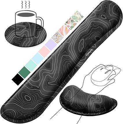 LPNHE915693303 - Gimars Pozycja Nadgarstka Klawiatura, Ergonomiczne podkładki na nadgarstki z pianki pamięci, wsparcie podkładki na klawiaturę Gel Elbow z antypoślizgową podstawą PU dla gracza biurowego, komputera MAC - C176